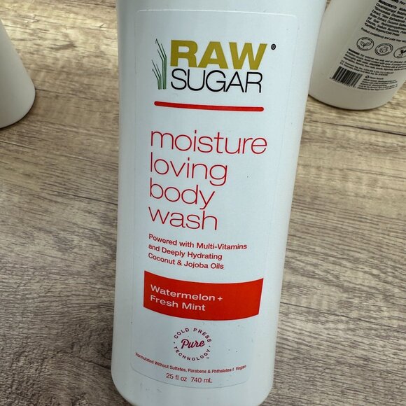 Lot Of 3 Raw Sugar BODY WASH Watermelon Mint, Cucumber + Green Tea  25 fl oz - Picture 5 of 7